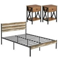 thumbnail image 3 of VECELO 3-piece Bedroom Set Include Queen Bed Frame with 2 Nightstands, Slate&Brown, 3 of 9