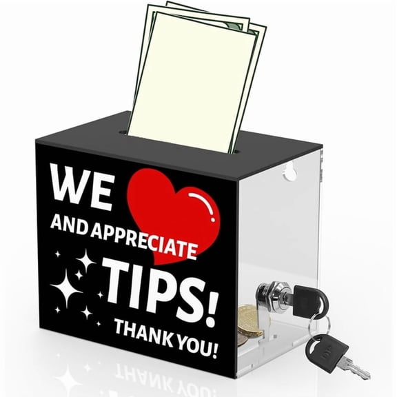 Acrylic Tip Jar for Bartender Tip Box Tip Jars Suggestion Box with Slot and Lock Money Jar Donation Box with Lock Box