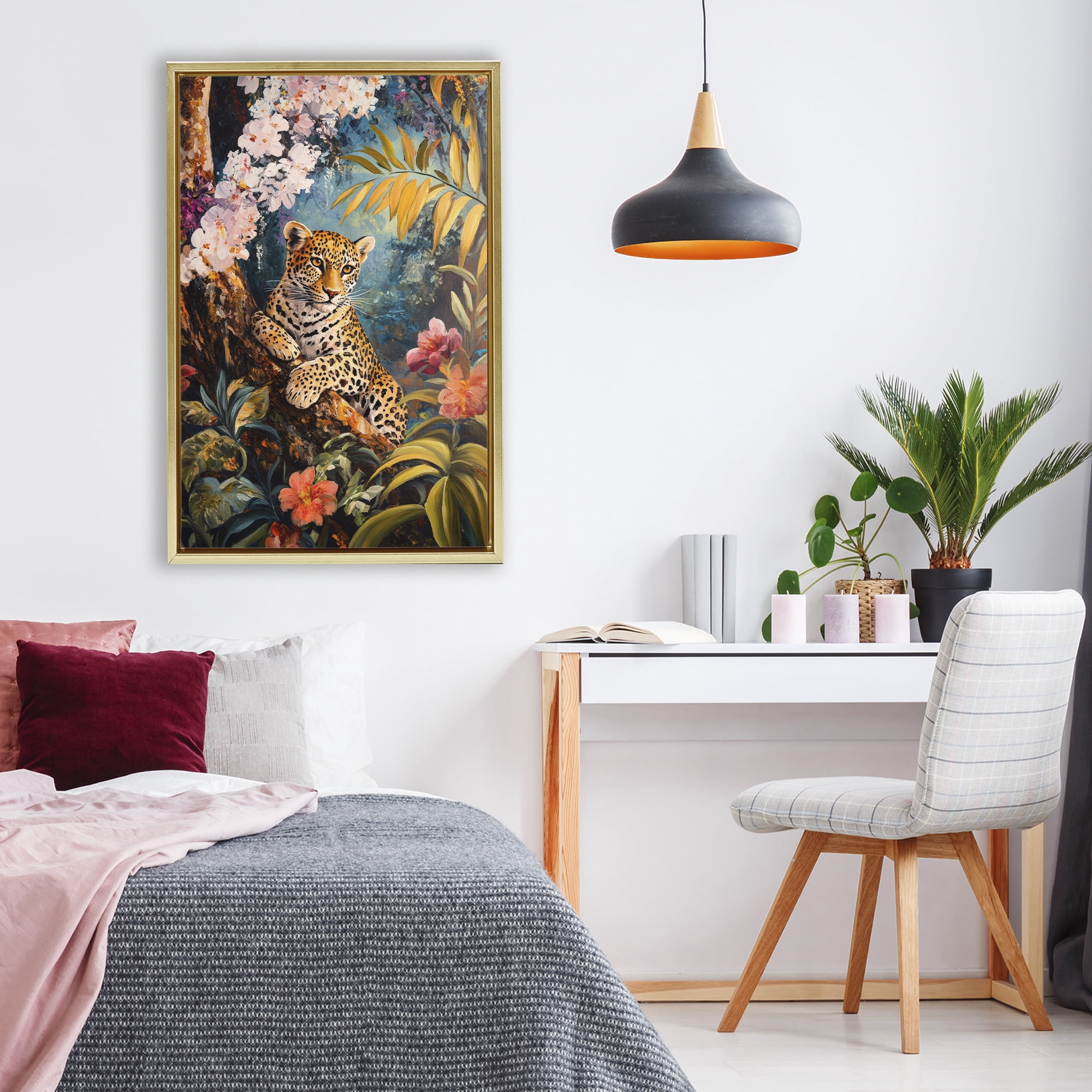 Stupell Industries On The Wild Side Botanicals Gold Framed Floater Canvas Wall Art, design by Petal Prints Design