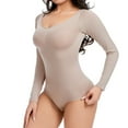 thumbnail image 7 of FAHXNVB Women's Shapewear Bodysuit Body Shaper Seamless Crewneck Long Sleeve Compression Slimming Bodysuit, 7 of 7