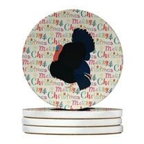 Carolines Treasures WDK2830RCS4 4 x 4 in. Unisex Norfolk Black Turkey Christmas Large Sandstone Coasters - Pack of 4