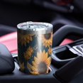 thumbnail image 4 of 30oz Blue Sunflower Golden Leaf Pattern Tumblers Stainless Steel Tumbler with Lid and Straw,Vacuum Insulated Double Wall Travel Tumbler Cups Mug with Cleaning Brush for Coffee,Tea, 4 of 7