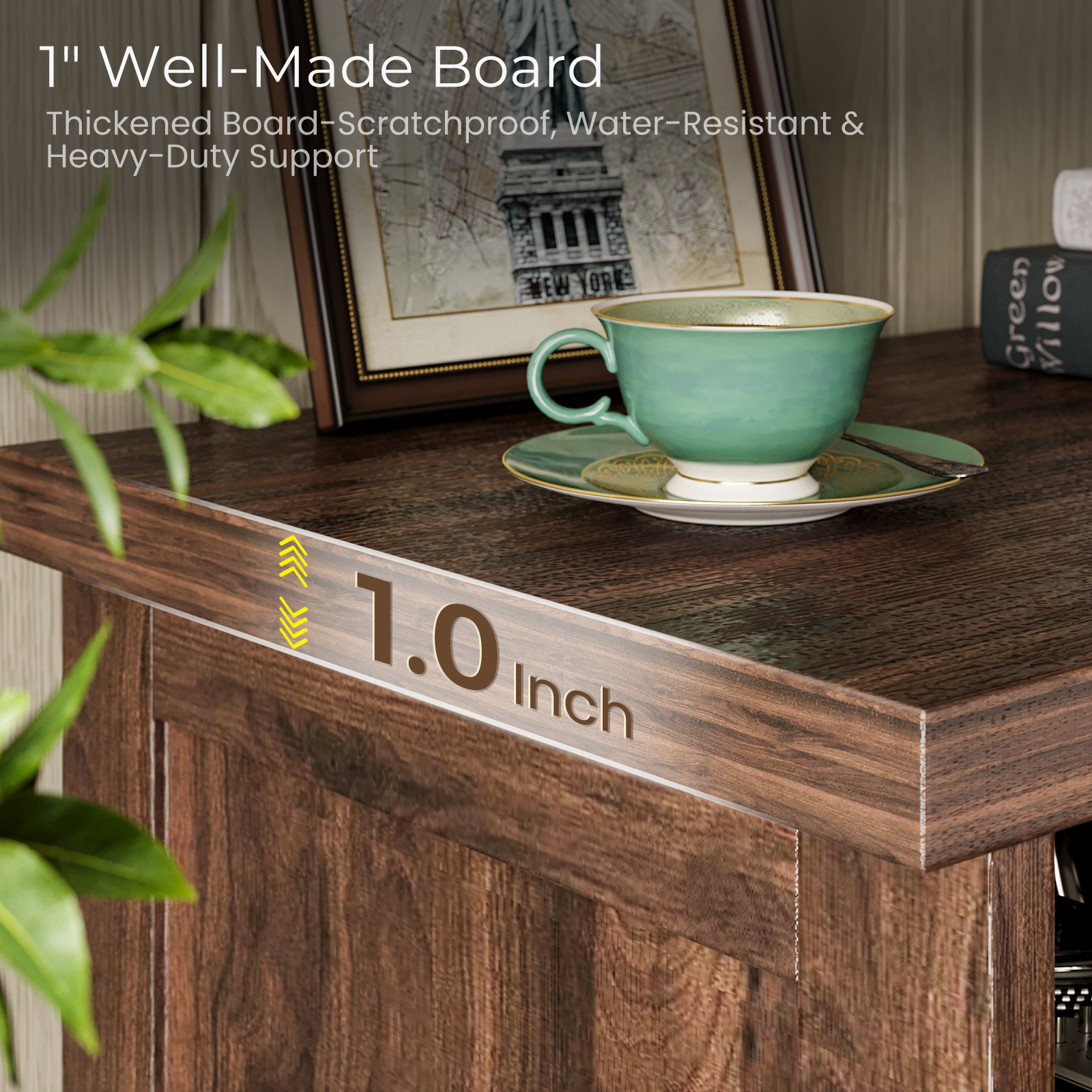 Casacomoda Farmhouse LED TV Stand for 65 Inch TV, Walnut photo 8