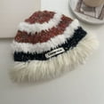 thumbnail image 4 of dianhelloya Women Winter Hat Striped Color Matching Soft Plush Crochet Windproof Warm Thick Anti-slip Elastic Unisex Fisherman Hat Beige, 4 of 8