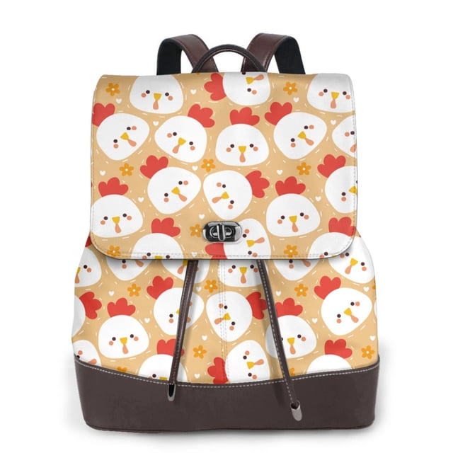 Balery Cartoon Chicken Mochila de Cuero para Mujeres, Gran Capacidad, Bolsa de Viaje Multifuncional, Mochila de Cuero y Bolsa de Hombro para Mujeres