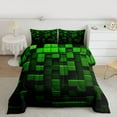 thumbnail image 3 of Feelyou Pixelate Miner Game Bedding Comforter Set, Check Video Games Twin Comforter Sets, Gamepad Camo Black Green Reversible Bedding Set, Breathable Home Decor, 2-Piece, 3 of 9