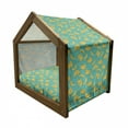 thumbnail image 2 of Yellow and Blue Pet House, Tropical Bananas Pattern in Vivid Tones Exotic Style Palm Summer Graphic, Outdoor & Indoor Portable Dog Kennel with Pillow and Cover, 5 Sizes, Teal Yellow, by Ambesonne, 2 of 5