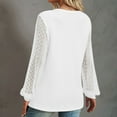 thumbnail image 6 of Women's Plus Size Tops Womens Casual Lace ing Long Sleeve Solid Color V Neck Pullover Top Blouse T-shirt, 6 of 8