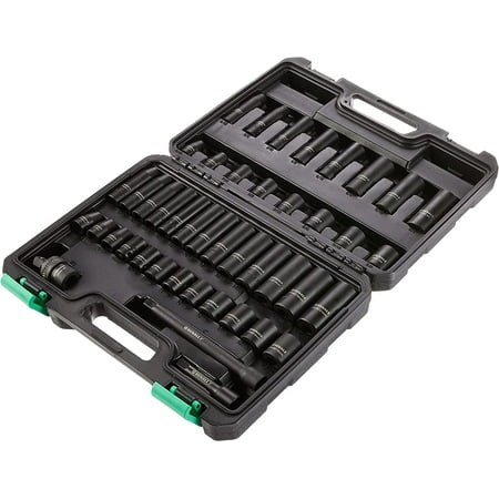 

Amazon Brand - Denali 44-Piece 3/8-Inch Drive 6 Point Shallow & Deep Impact Socket Set SAE/Metric Size with Carrying Case