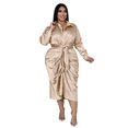 thumbnail image 1 of Elegant Satin Plus Size Women Shirt Dress Sexy Ruched Long Sleeve Lace Up Evening Party Midi Drerss Vestido Africano Feminino4XL Gao Jinjia LED, 1 of 2