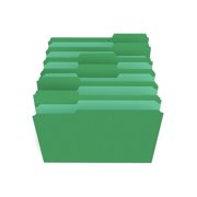 HITOUCH BUSINESS SERVICES Reinforced File Folder 1/3 Cut Letter Size Green 100/Box TR508960/508960