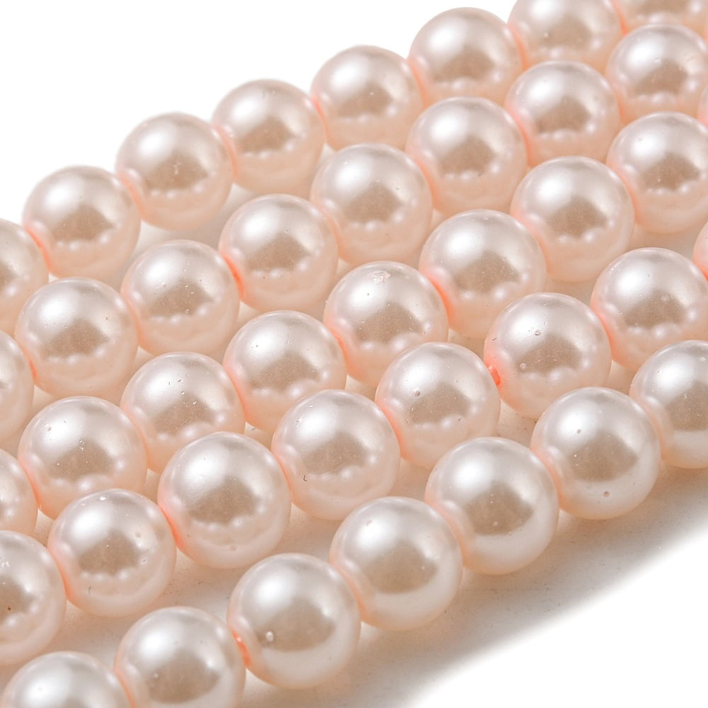 Baking Painted Pearlized Glass Pearl Round Bead Strands Old Lace 8mm Hole: 1mm 108~109pcs/strand 31.10~31.50''(79~80cm)