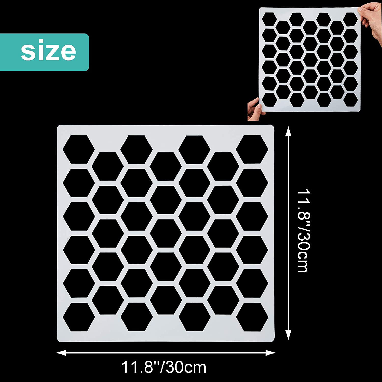 12 Sets Geometric Honeycomb Stencils Painting Art Templates Stencils for Scrapbooking Drawing Tracing DIY Furniture Wall Floor Decor 11.8 x 11.8 Inch 