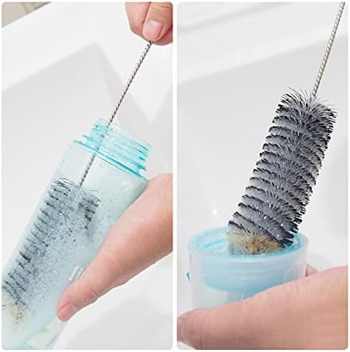 Long Bottle Brush, 17 in Bendable Cleaner Brushes for Cleaning Neck Beer Bottles, Wine, Baby Bottles, Water Bottles, Tumblers, Flask, Bird Feeder, Vase, Pipes and Brewing Supplies Black + Blue/2Pack