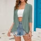 thumbnail image 5 of ICHUANYI Clearance Women's Fashion Casual Spring And Summer Solid Color Half Sleeve Cardigan(Green, L) ICHUANYI WER2023081507468, 5 of 7