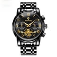 thumbnail image 1 of Reloj de Cuarzo para Hombre de Negocios, Esfera Azul Tono Dorado, Correa de Acero Inoxidable, Reloj de Pulsera Cronógrafo Impermeable con Fecha, 1 of 7