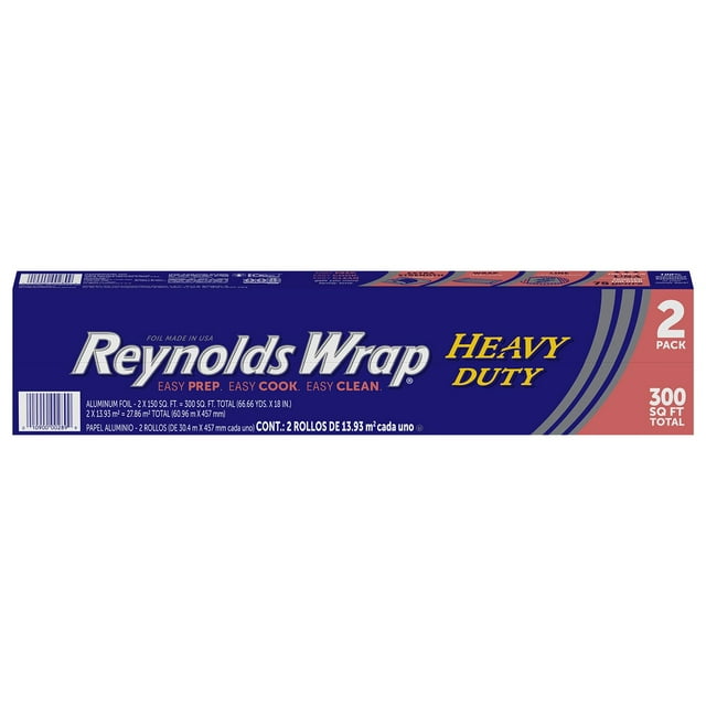Reynolds Wrap Heavy Duty Aluminum Foil – 18-inch width, 300 sq ft total (2-Pack)-With Paper Towel By OMA