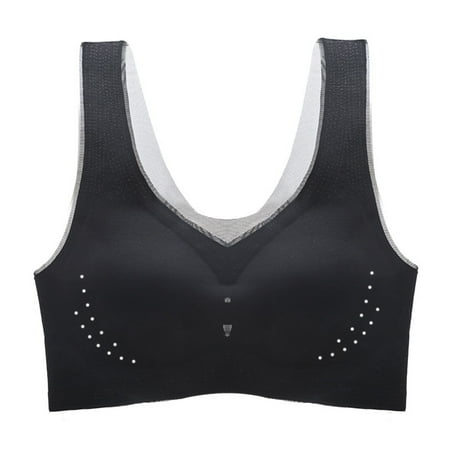 ATOYSOY Sports Bra Everyday Bra Padded Thin Lightly Yoga Activewear Comfort Bra Bralette Solid Color Underwear Teens Workout Push Up Clearance Breathable Wireless Tank Tops Black L