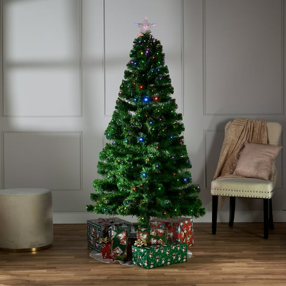 CHRISTMAS TREE FIBER OPTIC MULTI-COLOUR STAR LED