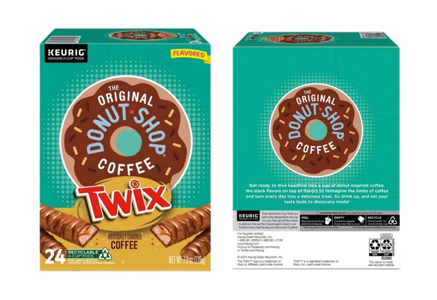 The Original Donut Shop Chocolate Glazed Donut and Twix Flavored Coffee K Cups Variety Pack, 24 K Cups Per Flavor