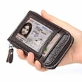 thumbnail image 5 of Genuine Leather Holder Zipper Credit Card Wallet RFID Credit Card Wallet with ID Card Window, 5 of 6