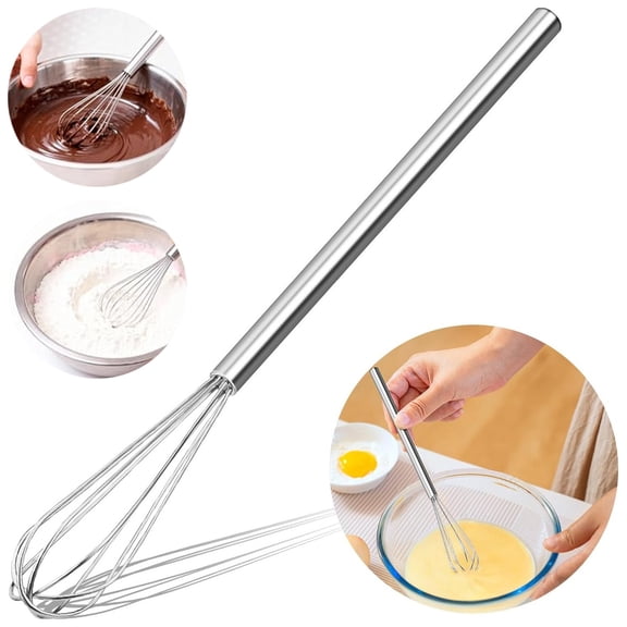 Guczhu Whisk Set, 10 Inch 304 Stainless Steel Mini Whisks for Cooking Baking Mixing Ingredients and Deep Containers, Silver