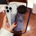 thumbnail image 4 of Compatible with iPhone 14 Pro Max Glitter Case,Bling Sparkly Plating Astronaut Stand Case Cute Astronaut Camera Soft Shockproof Shiny Clear Cover Bumper Case for iPhone 14 Pro Max (Black), 4 of 10