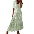 thumbnail image 2 of Usmixi Robes Formelles pour Femmes Longueur Coude Col en V Imprimé Géométrique Robes Maxi d'Été avec Franges Ample Fluide Évasée Tunique de Plage Robe Bleu G jusqu'à 65 % de Rabais, 2 of 7
