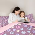 thumbnail image 4 of Homewish Cute Dog Paws Twin Comforter Sets,Kawaii Animal Bedding Set,Purple,Pink Reversible,2-Piece,1 Comforter and 1 Pillowcase, 4 of 7