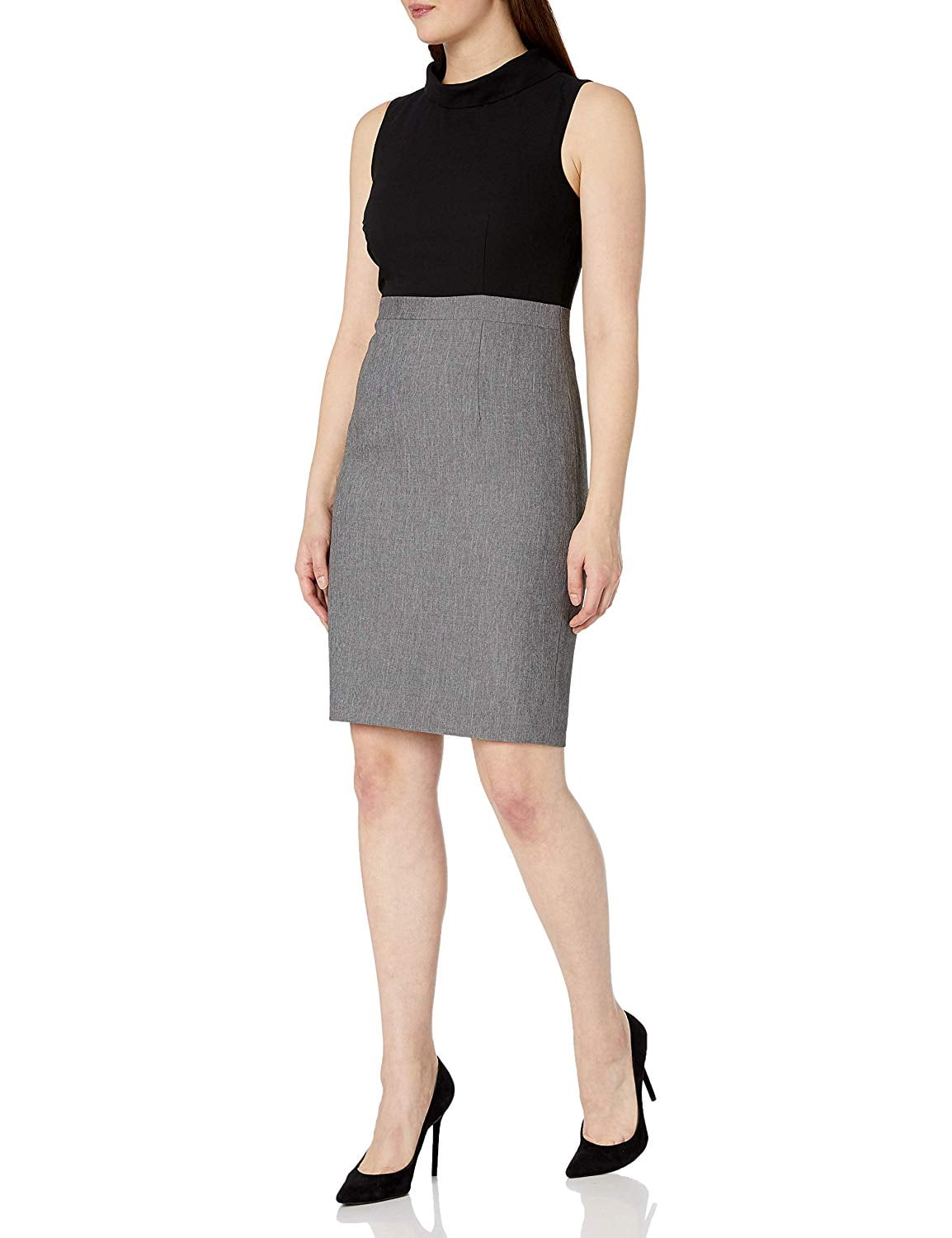 black and grey combination dress