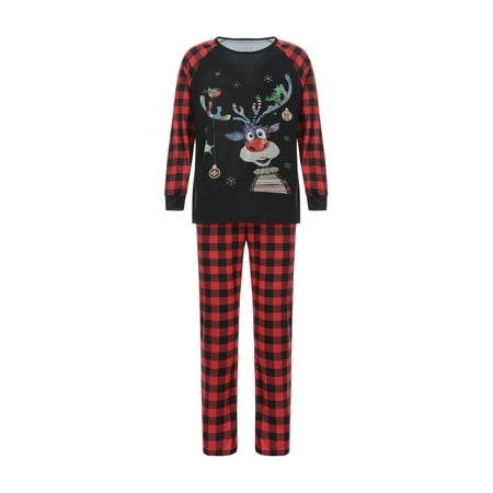 

IZhansean Family Matching Outfits Christmas Pajamas Set Reindeer Xmas Sleepwear Homewear PJ for Baby Kids Mom Dad