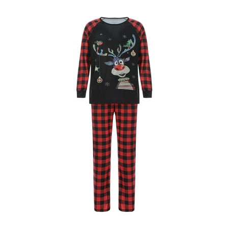 

Binpure Family Matching Pajamas Christmas Theme with Cartoon Elk Pattern