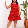 thumbnail image 2 of LLYwey Flowy Tank Dresses - Womens Plus Size Ruffle Midi Dresses - Summer Casual Sleeveless Vintage Polka Dots A-Line Beach Vacation Sundress, I-50, Red, XXL, 2 of 6