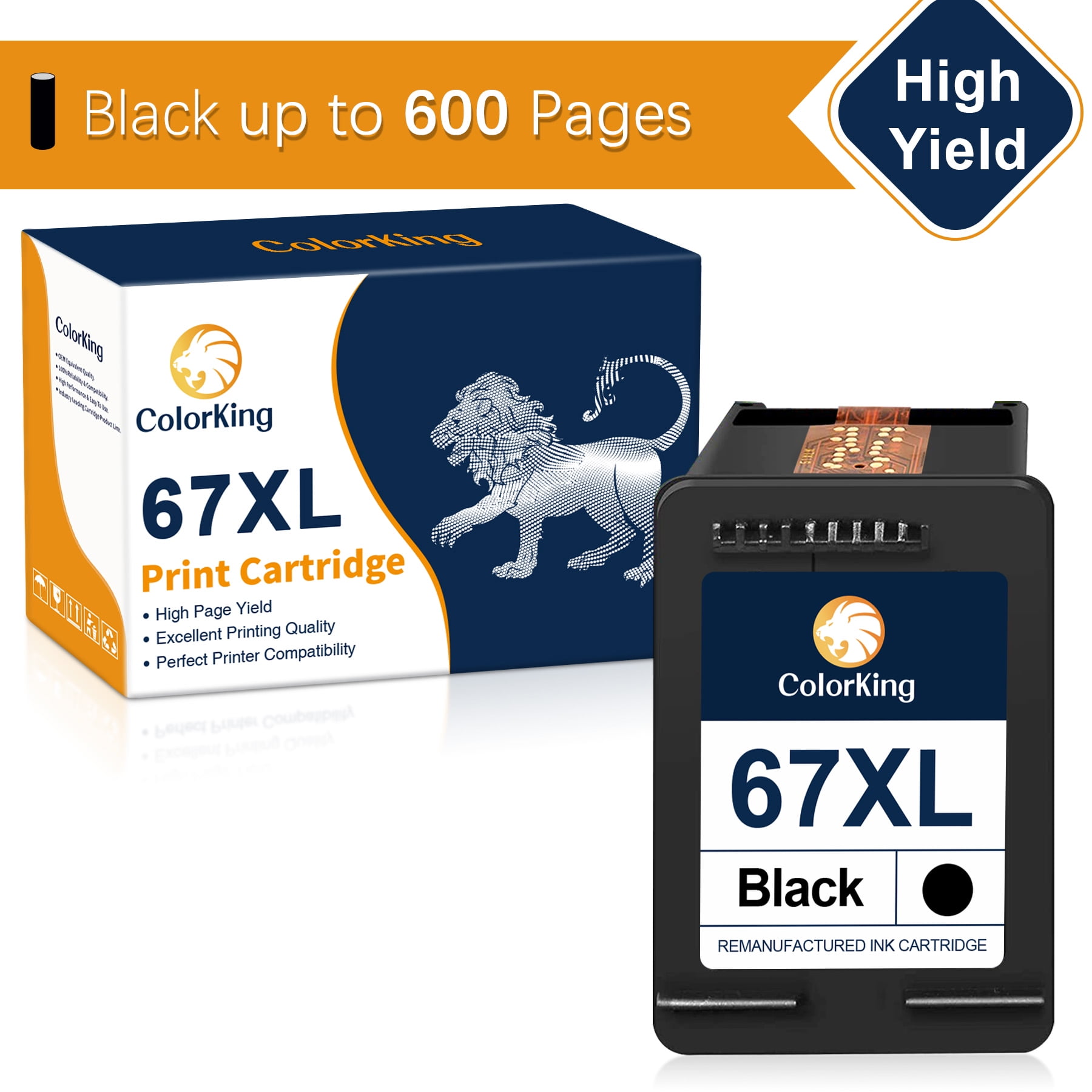 Colorking 67XL 67 Ink Black Replacement for HP 67 XL 67XL Black Ink