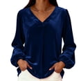 thumbnail image 7 of Plcasen Womens Velvet Tops V Neck Long Sleeve Fall Winter Trendy Dressy Casual Loose Tunic Shirts, 7 of 7
