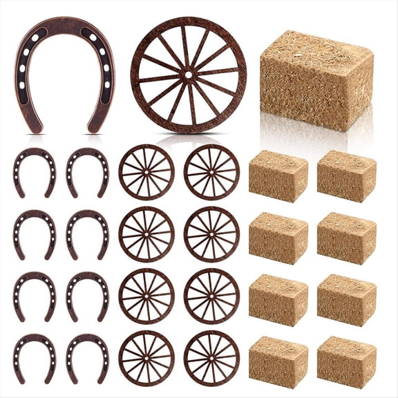 Rollbacks & More 24 Pieces Western Party Supplies Vintage Table Centerpieces for Lucky Horseshoe Wedding Favors Cowboy Decorations