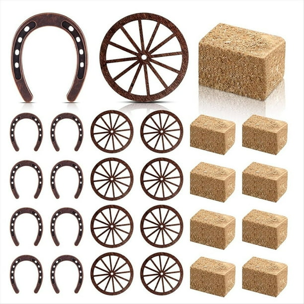 24 Piezas de Suministros para Fiestas Occidentales, Centros de Mesa Vintage para de la Suerte, Recuerdos de Fiesta de Boda, Decoraciones de Vaquero
