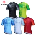 thumbnail image 2 of Ｘ-TIGER Maillot de ciclismo para hombre, manga corta, ajuste de ciclismo, tejido ligero, estilo chino simple, camiseta de ciclismo con 4 bolsillos traseros, 2 of 5