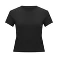 thumbnail image 4 of AQUARIVE T-Shirt pour Femmes Tendance Ajusté Extensible Manches Courtes Aguichant Col Rond Loisirs Hauts pour Femmes Noir m, 4 of 7