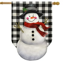 Briarwood Lane Happy Snowman Burlap House Flag