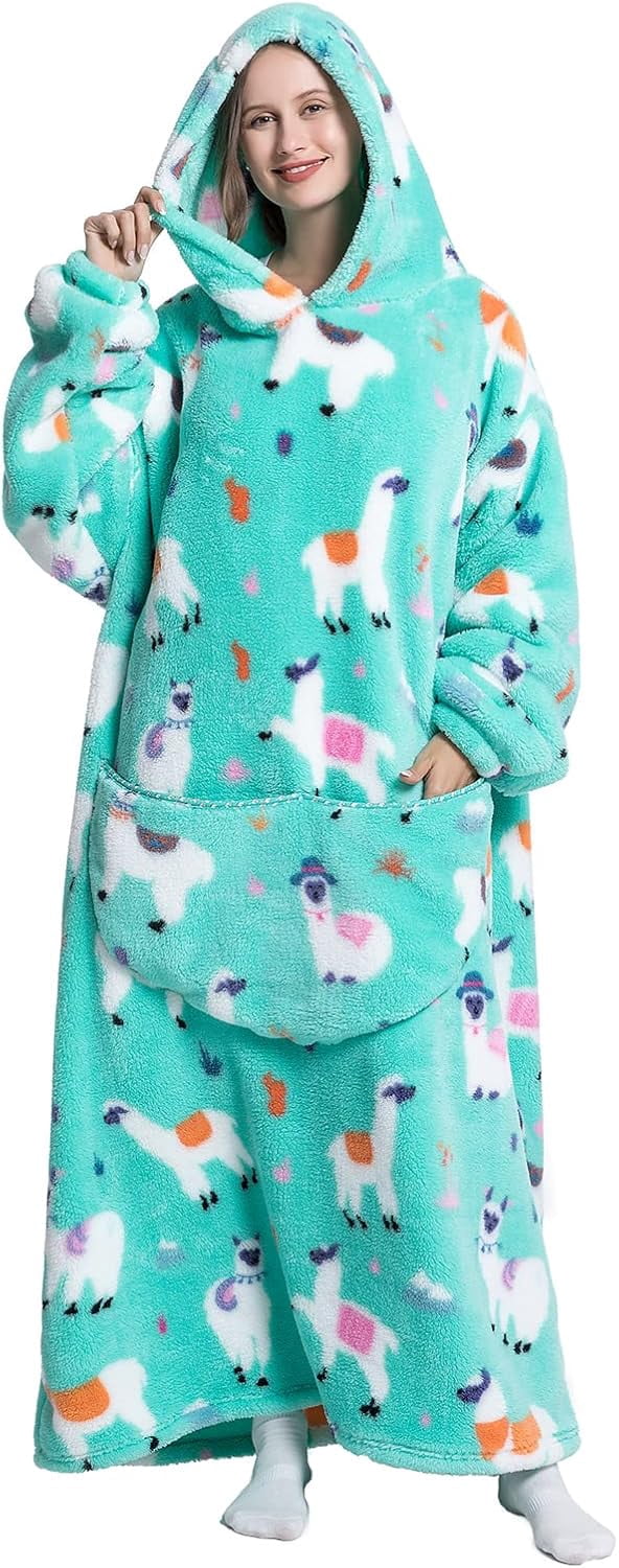 Wehilion Oversized Blanket Hoodie,Adult Snuggle Fleece Wearable Blanket Fluffy Giant Hooded Sweatshirt,Adult 140cm Leght