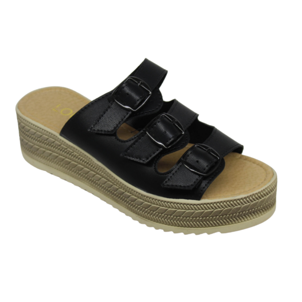 Sandalia Huarache Ultracomfort Para Mujer Con Plataforma Lorena Negro