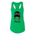 thumbnail image 3 of Mom Life Messy Hair Bun | Tie Dye Leopard Print Bandana | Funny Mother's Day Mother's Day Ladies Racerback Sleeveless Top, Kelly, S, 3 of 5