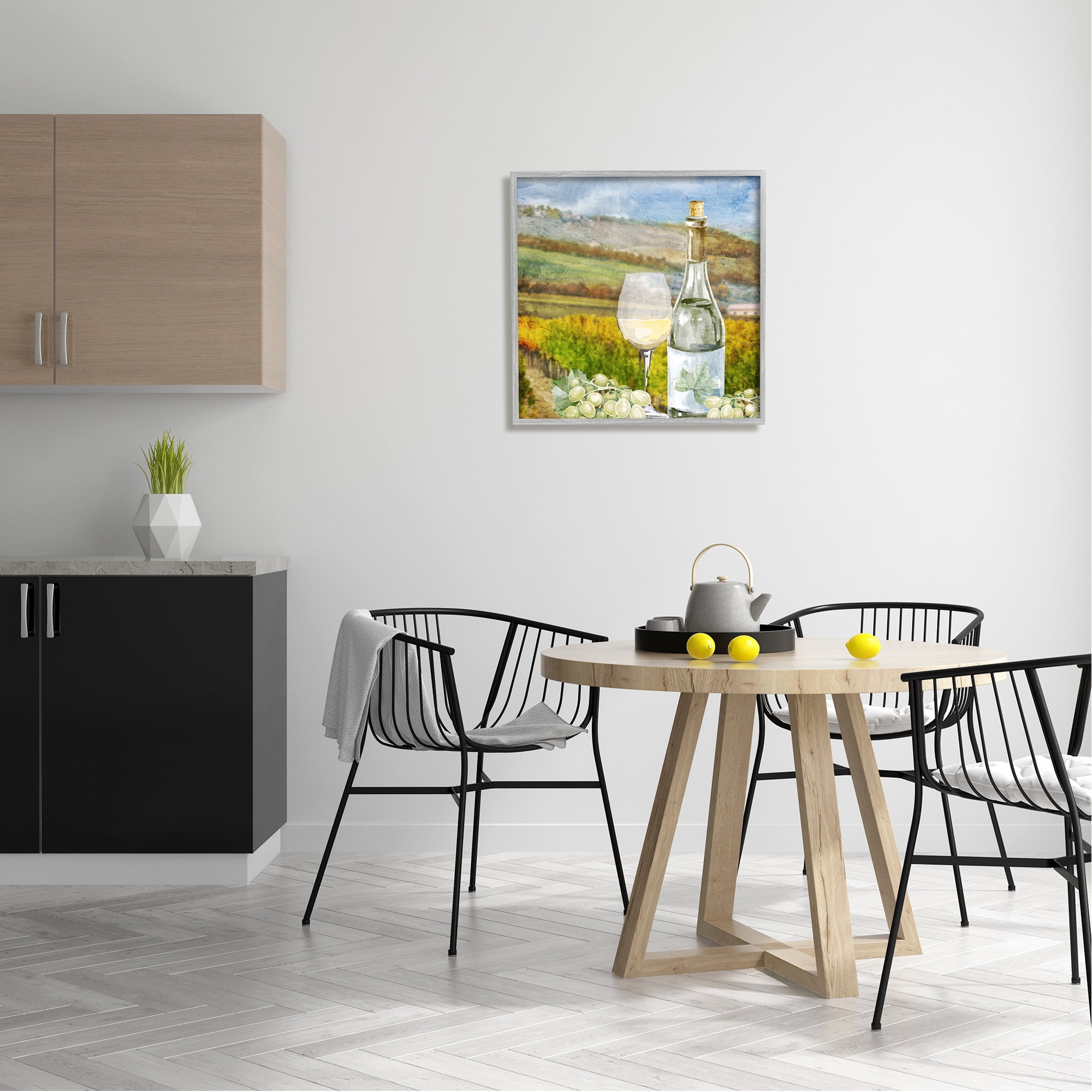Stupell Industries Wine Vineyard Scene Food & Beverage Painting Gray Framed Art Print Wall Art, 24 x 24