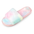 thumbnail image 2 of BLISSFUL STEP Women's Tie Dye Soft House Shoes Indoor Plush Slides Blue (Size 7), 2 of 4