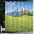 thumbnail image 3 of Ambesonne Switzerland Shower Curtain, Peaceful the Alps View, 69"Wx84"L, Lime Green and Azure Blue, 3 of 4