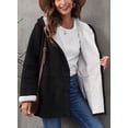 thumbnail image 4 of Womens Sherpa Coat Lapel Fleece Lined Jacket Winter Warm Button Down Hooded Coat Outerwear with Pocket, 4 of 7