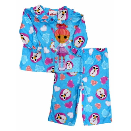 

Lalaloospsy Infant Girl Blue Heart Print Sleepwear Long Sleeved Pajamas PJs 24m