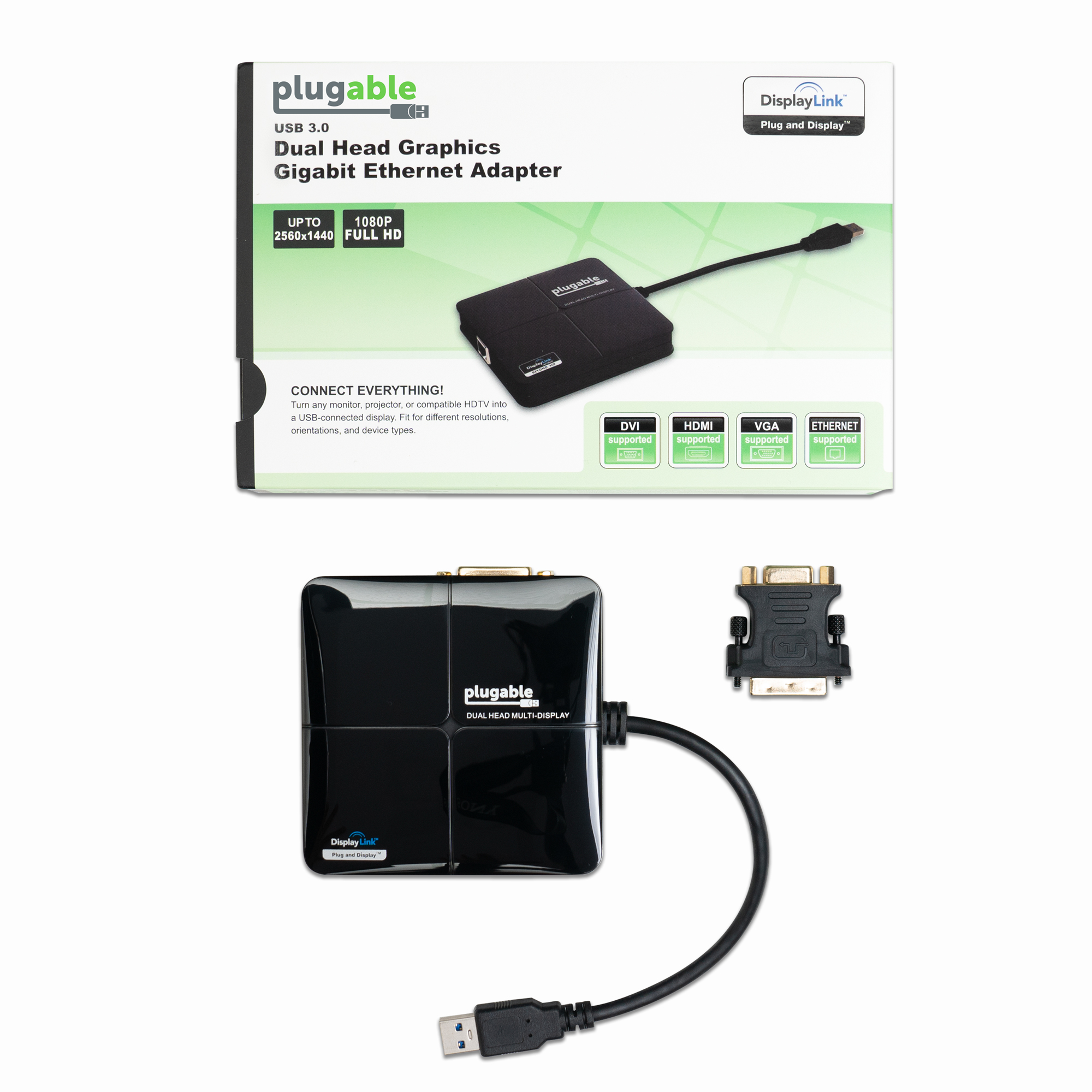 Plugable USB 3.0 Universal Mini Laptop Docking Station for Windows and Mac (Dual Video HDMI and DVI/VGA, Gigabit Ethernet) - image 4 of 5