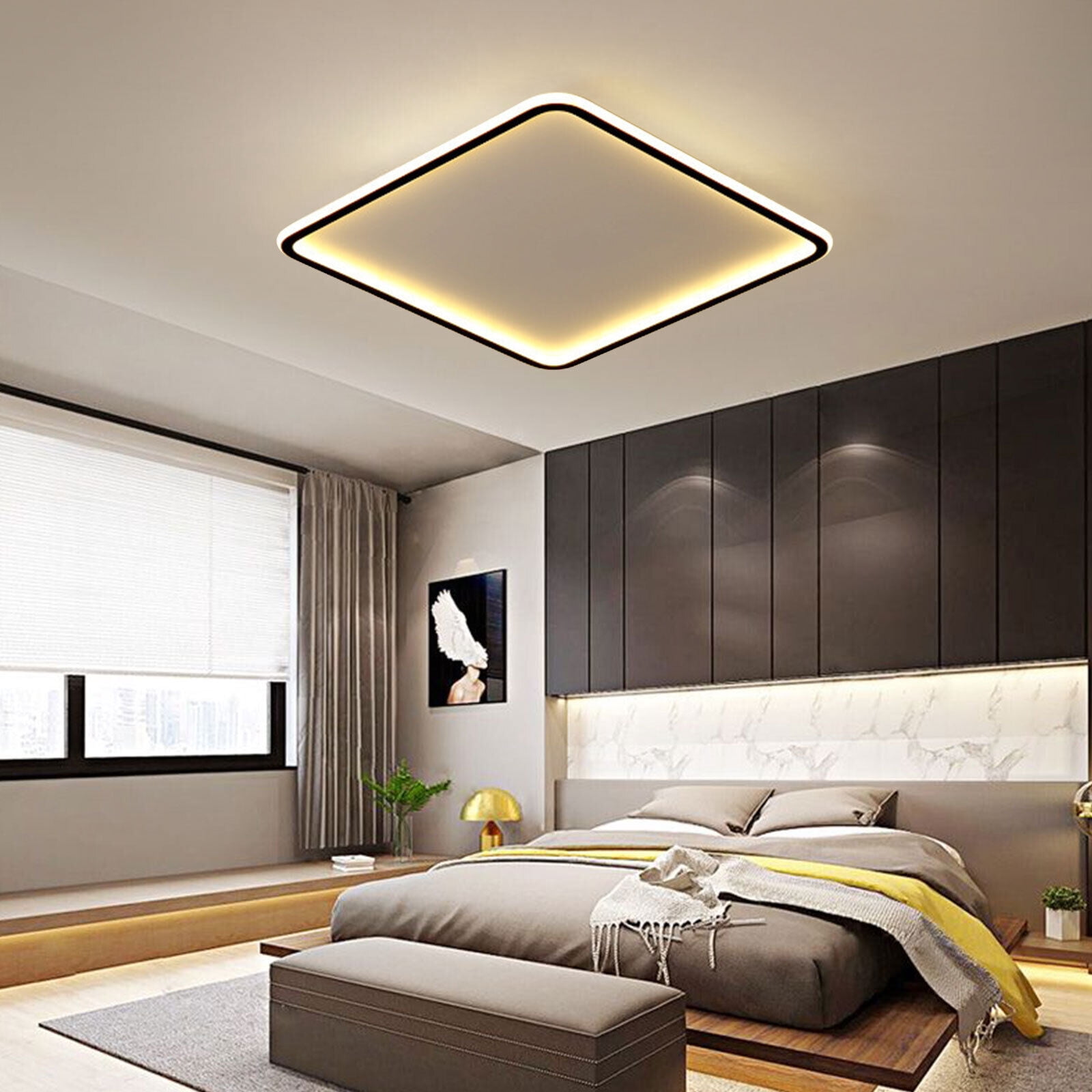 Modern Simple LED Ceiling Light Flush Mounted Kitchen Ceiling Lamp w/ Remote